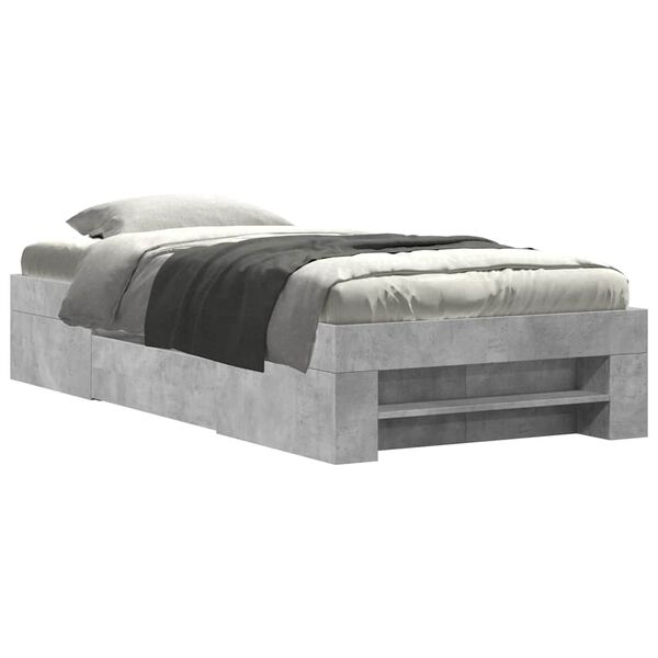 vidaXL Bed Frame without Mattress Concrete Grey 100x200cm Engineered Wood