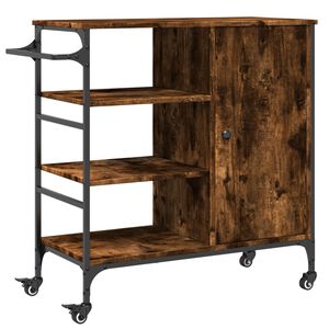 vidaXL Kitchen Trolley Smoked Oak 87,5x38,5x84,5 cm Engineered Wood