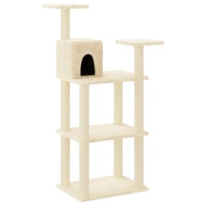 vidaXL Cat Tree | Cream | Engineered wood, plush, sisal | 118.5 cm tall