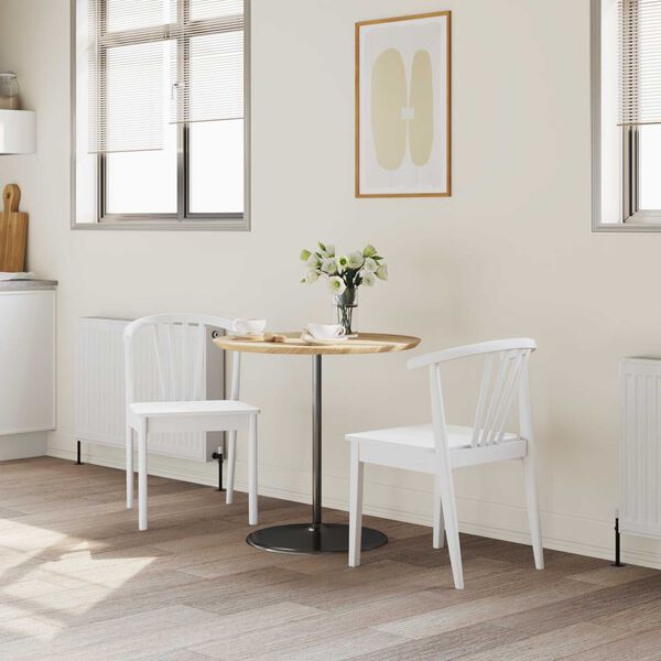 vidaXL Dining Chair 2 pcs White Solid Rubberwood