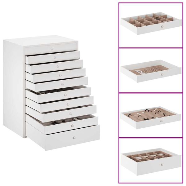 vidaXL Jewellery Box 10-Layer with Watch Holders White 29x20.5x40.5 cm
