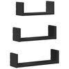 vidaXL Wall Shelf 3 pcs Black Engineered Wood