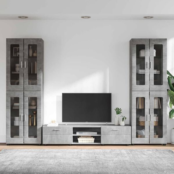 vidaXL TV Cabinet Set with Drawer FLORIN Concrete Grey Engineered Wood
