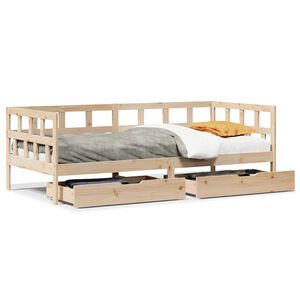vidaXL Daybed with Drawers without Mattress 90x190 cm Single Solid Wood