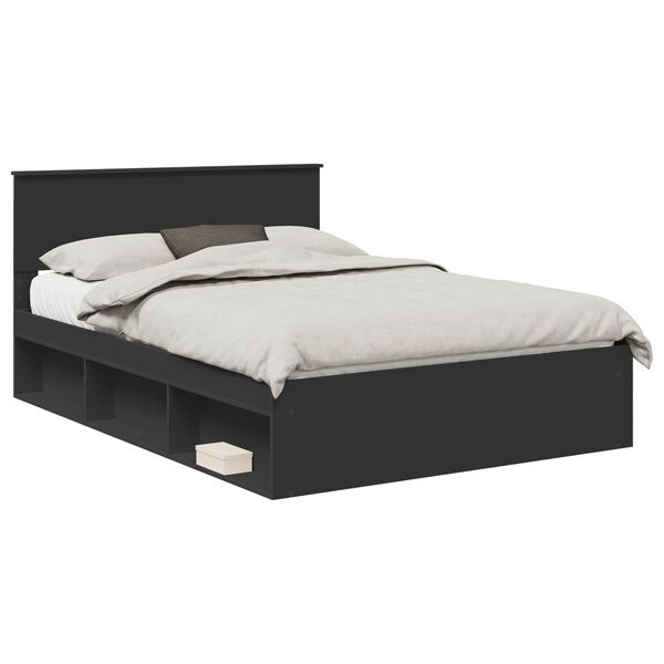 vidaXL Bed Frame with Headboard Black 150 x 200 cm Engineered wood