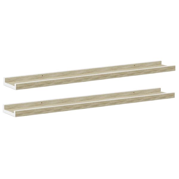 vidaXL Wall Shelves 2 pcs White and Sonoma Oak 80x9x3 cm