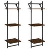 vidaXL 3-Tier Wall Shelves with Bars 2 pcs Brown Oak 30x25x100 cm