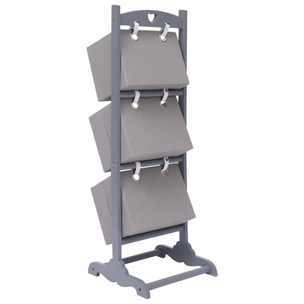 vidaXL 3-Layer Basket Rack Dark Grey 35x35x102 cm Wood