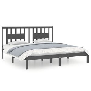vidaXL Bed Frame without Mattress Grey Solid Wood 200x200 cm (810039+818692)