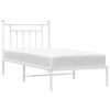 vidaXL Metal Bed Frame without Mattress with Headboard White 90x200cm