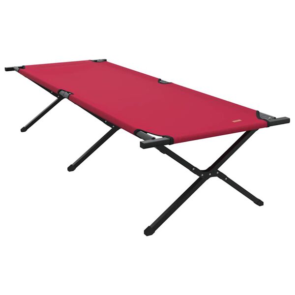 vidaXL Folding Camping Bed Folding Manual Red Oxford fabric