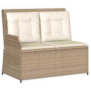 vidaXL Garden Bench with Cushion Beige Poly rattan