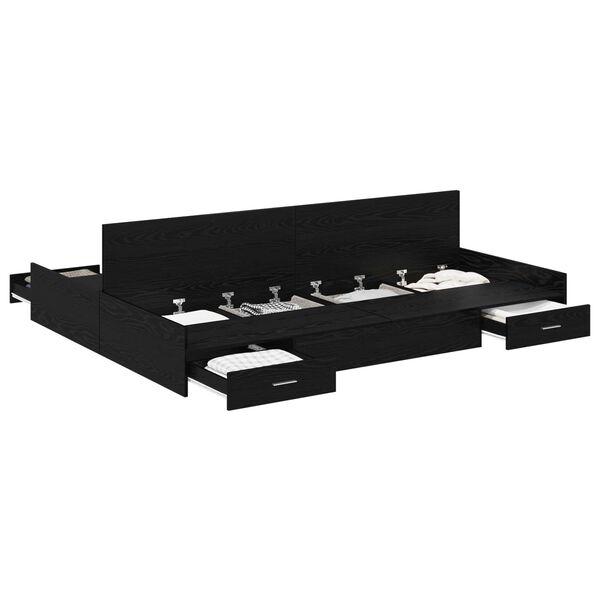 vidaXL Storage Bed Frame Black Oak 140 x 190 cm Engineered Wood