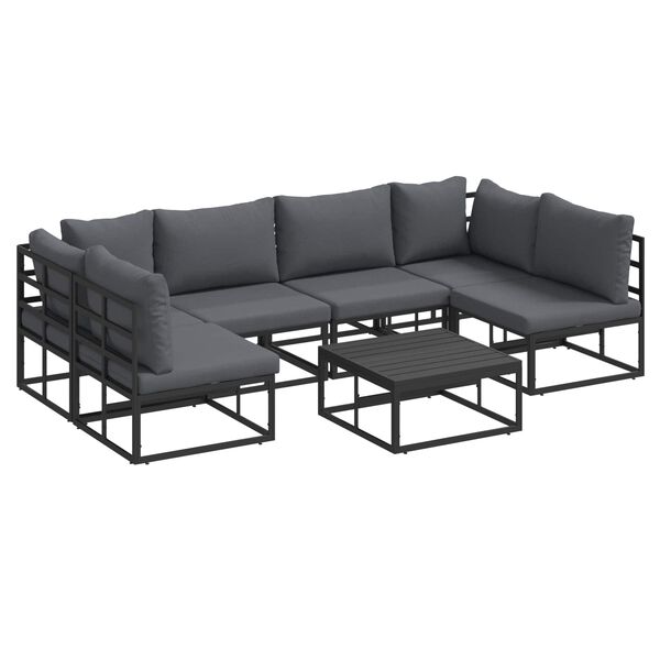 vidaXL Garden Sofa Set with Cushion 7 pcs Black Aluminium