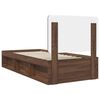 vidaXL Bed Frame with Headboard Brown Oak 90 x 190 cm Solid Pine Wood