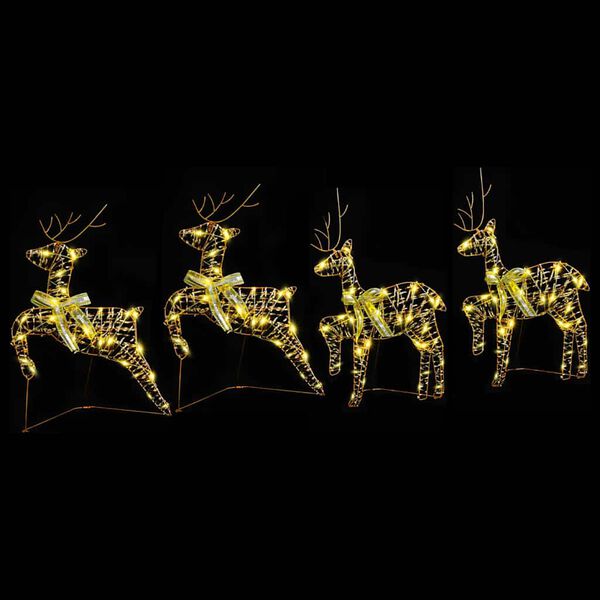 vidaXL LED Reindeers with 80 LEDs 4 pcs Gold PET