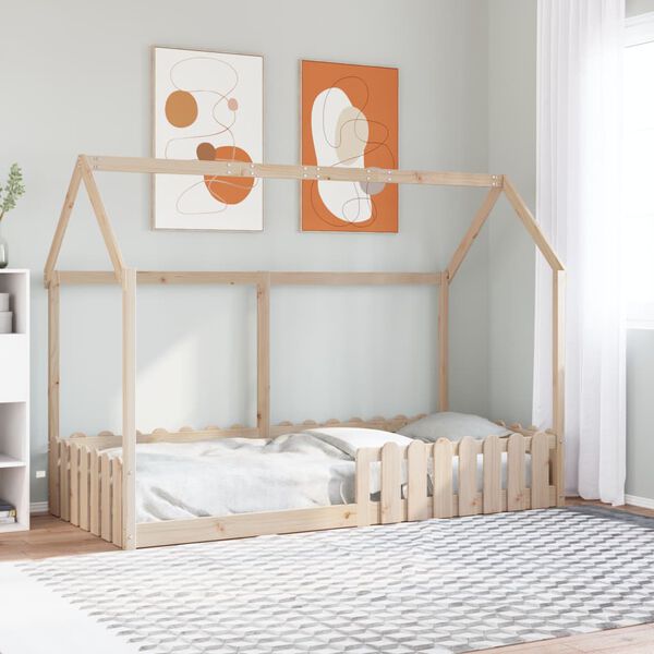 vidaXL Kids' House Bed Frame without Mattress 90x200 cm Solid Wood Pine