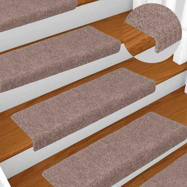 vidaXL Stair Mats Self-adhesive 20 pcs 65x21x4 cm Cream Rectangular Edge