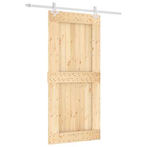 vidaXL Sliding Door Natural and White 95 x 210 cm Solid Pine Wood