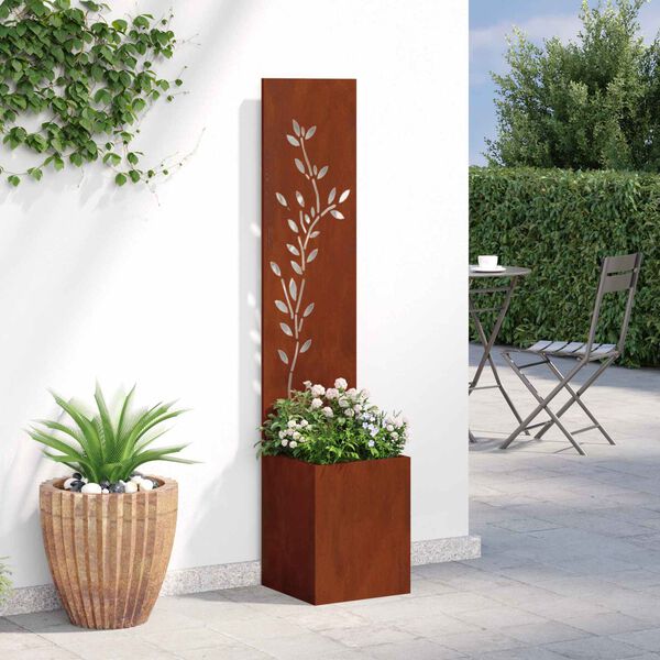 vidaXL Garden Privacy Screen Floral Rusty 32 x 140 cm Weathering steel