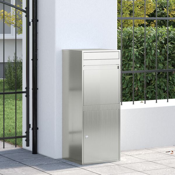 vidaXL Parcel Drop Box Black 41 x 38 x 103 cm Galvanised Steel