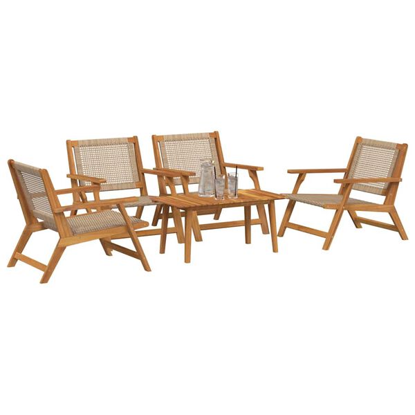 vidaXL Garden Chairs with Table 5 pcs Beige 90 x 45 x 40 cm