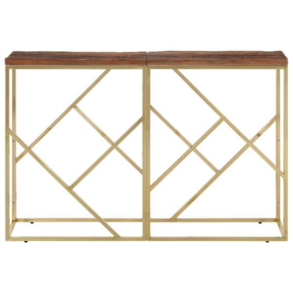 vidaXL Console Table Gold Stainless Steel and Solid Wood Sleeper