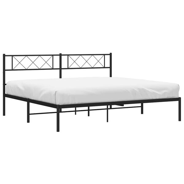 vidaXL Metal Bed Frame without Mattress with Headboard Black 193x203cm