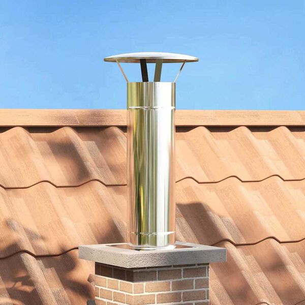 vidaXL Chimney Extension Silver 35 x 35 x 82 cm Stainless Steel