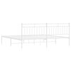 vidaXL Metal Bed Frame without Mattress with Headboard White 200x200cm