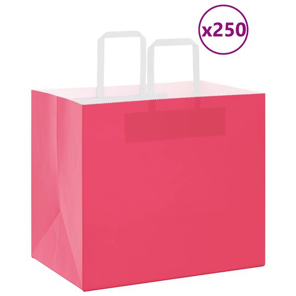 vidaXL Paper Bags 250 pcs with Handles Pink 32x22x28 cm