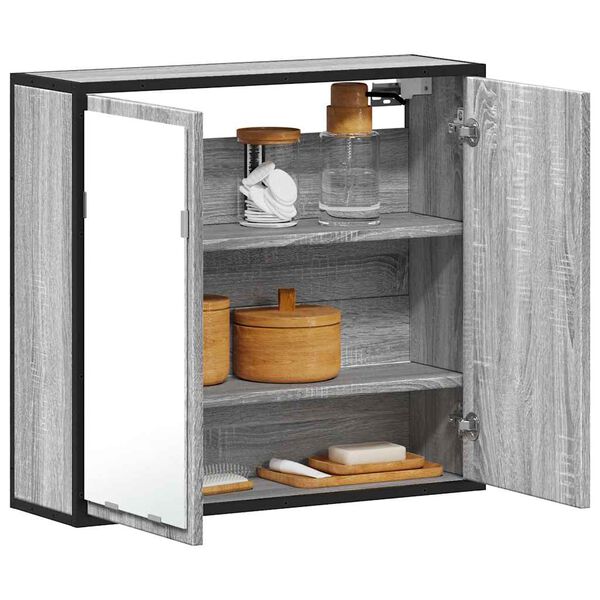 vidaXL Bathroom Mirror Cabinet Grey Sonoma 65x20x60 cm Engineered Wood