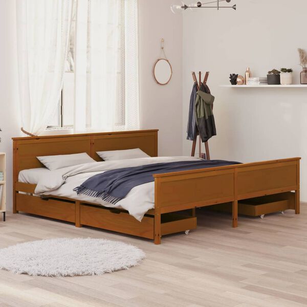 vidaXL Bed Frame without Mattress Honey Brown Solid Wood 200x200 cm