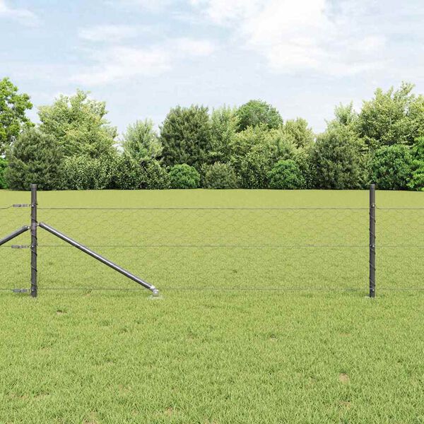 vidaXL Fence Post Grey 10 x 0.4 m (50 mm mesh) Steel and PVC