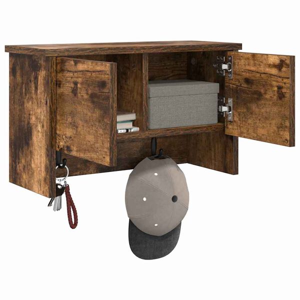 vidaXL Wall-Mounted Coat Rack with Shelf Smoked Oak 50 x 20 x 30 cm