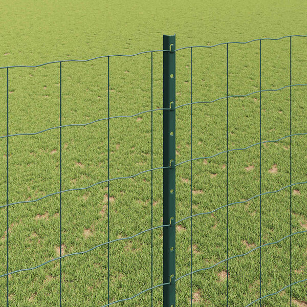 vidaXL Fence with Post Green 1.6 x 10 m Steel and PVC