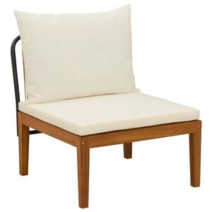vidaXL Garden Middle Sofa with Cushions Solid Acacia Wood & Rope
