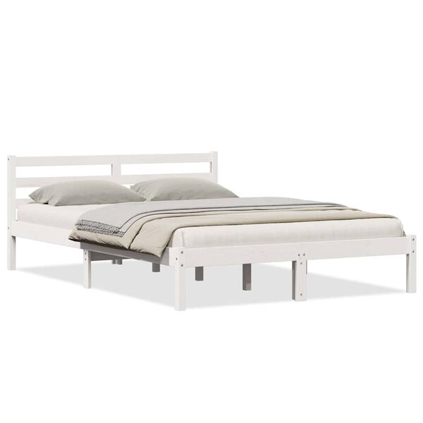 vidaXL Bed Frame White 225.5 x 145.5 x 69.5 cm Solid Pine Wood