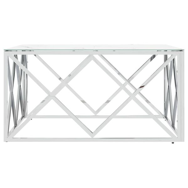 vidaXL Coffee Table Silver 80x80x40 cm Stainless Steel and Glass