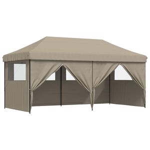 vidaXL Party Tent Folding Taupe 292 x 580 x 315 cm Oxford Fabric
