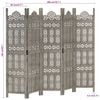 vidaXL Hand carved 5-Panel Room Divider Grey 200x165 cm Solid Mango Wood