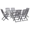 vidaXL 7 Piece Garden Dining Set Solid Acacia Wood Grey