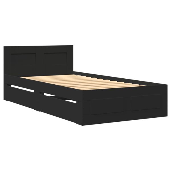 vidaXL Bed Frame with Headboard without Mattress Black 90x200 cm