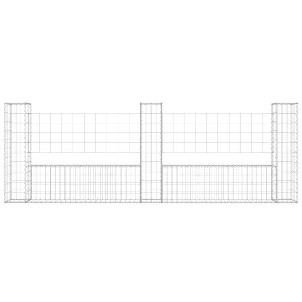vidaXL U-shape Gabion Basket with 3 Posts Iron 260x20x100 cm