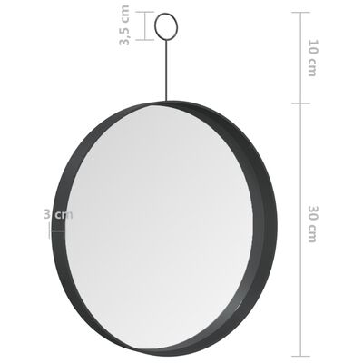 vidaXL Hanging Mirror with Hook Black 30 cm