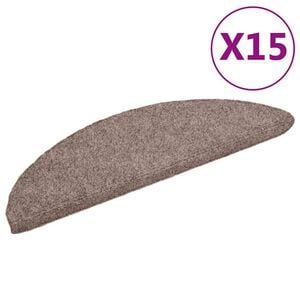 vidaXL Stair Mats Self-adhesive 15 pcs 56x17x3 cm Light Brown Half Round