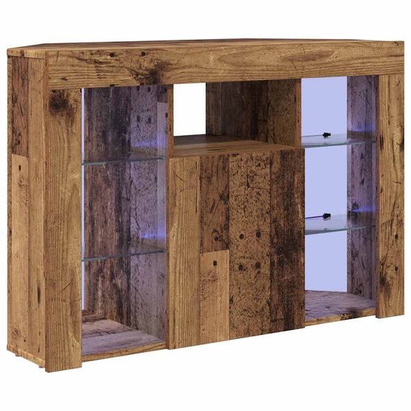 vidaXL Corner LED TV Cabinet Old Wood 100x40x68cm Engineered Wood