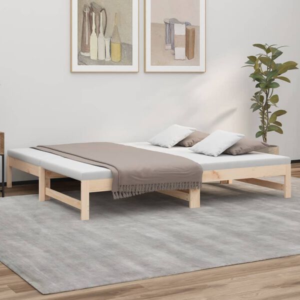 vidaXL Pull-out Day Bed without Mattress 2x(75x190) cm Solid Wood Pine