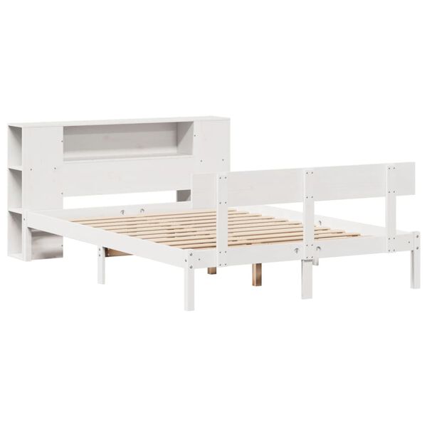 vidaXL Bookcase Bed without Mattress White 160x200 cm Solid Wood Pine