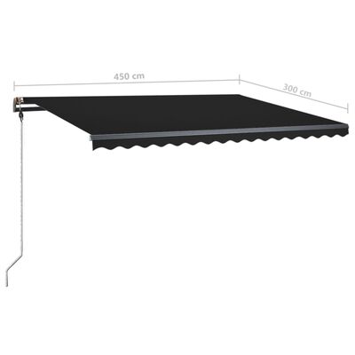 vidaXL Manual Retractable Awning with LED 450x300 cm Anthracite